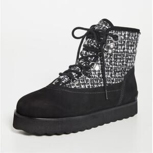 NWOT Women's Larroude Vail Tweed Nubuck Leather Ankle Platform Boots - Sz 9.5